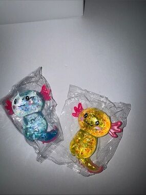 Sparkling Axolotl Squishies - Blue, Yellow, bundle of 2